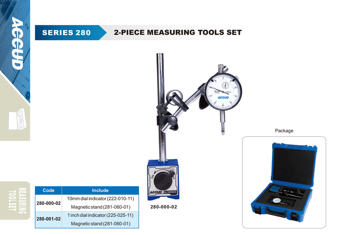 Kit de Relógio Comparador com Suporte Magnético 280