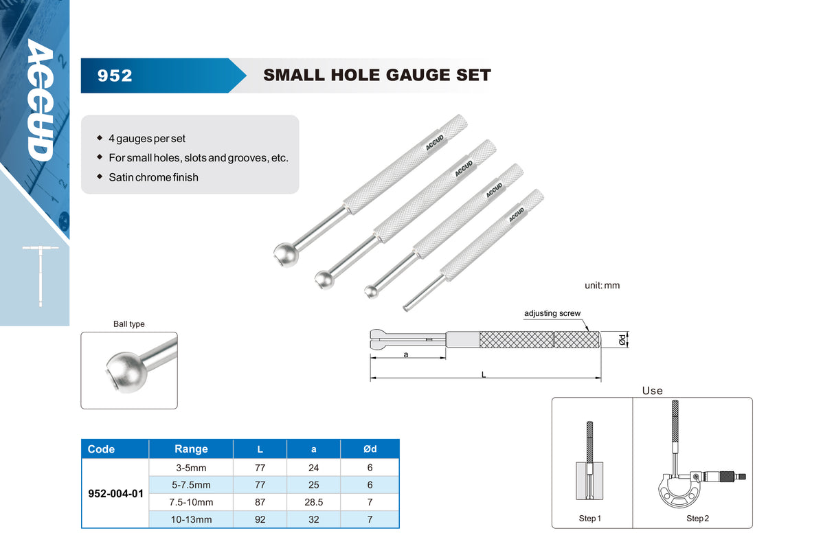 Jogo de Calibradores Telescópicos de Pequeno Furo 952