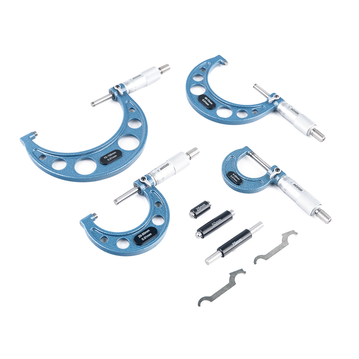 Jogo De Micrômetro Externo 321 0-75/100/150mm X 0,01mm 3/4/6pcs